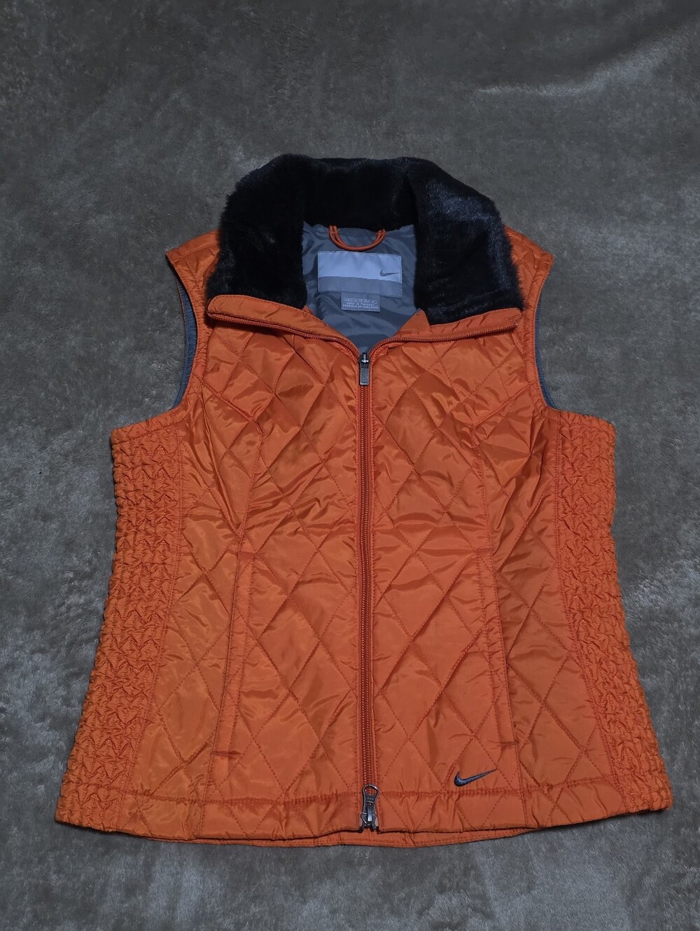 GUC Vtg Womens Nike Puffer Vest Size XS Orange Quilted Full Zip